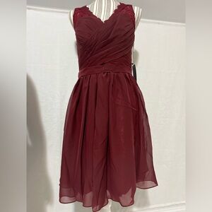 DressTells Burgundy Lace & Chiffon Short Bridesmaid Cocktail Dress Size 8‎ New